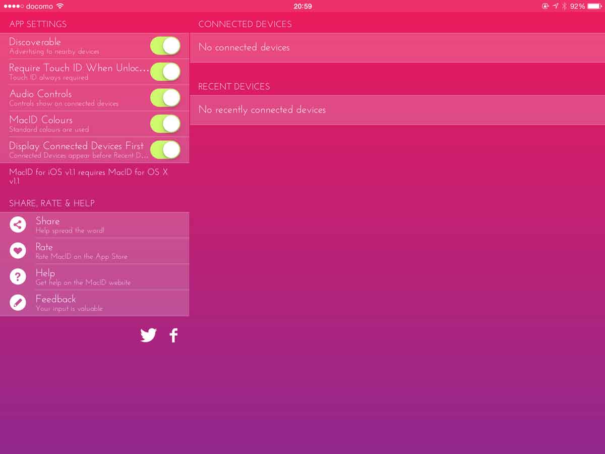 MacID for iOSのiPad画面